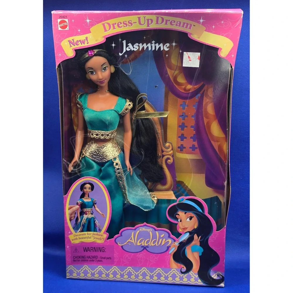 Mattel Disney Aladdin Dress-Up Dream Jasmine Princess Doll Vintage 1998 NIB 90s